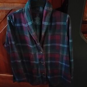 Cuddl Duds Multicolor Plaid Blazer